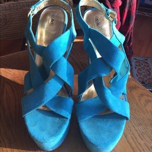 Teal strappy heels size 10!